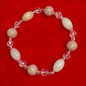 Peach&Rose Aventurine&crystal bracelet,19cm stretc